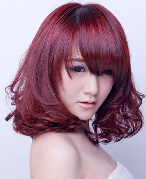 酒红色头发适合什么肤色 同色不同风格发型欣赏