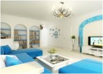 现代两居室地中海风格装修图片 浪漫浅蓝色调打造唯美客厅