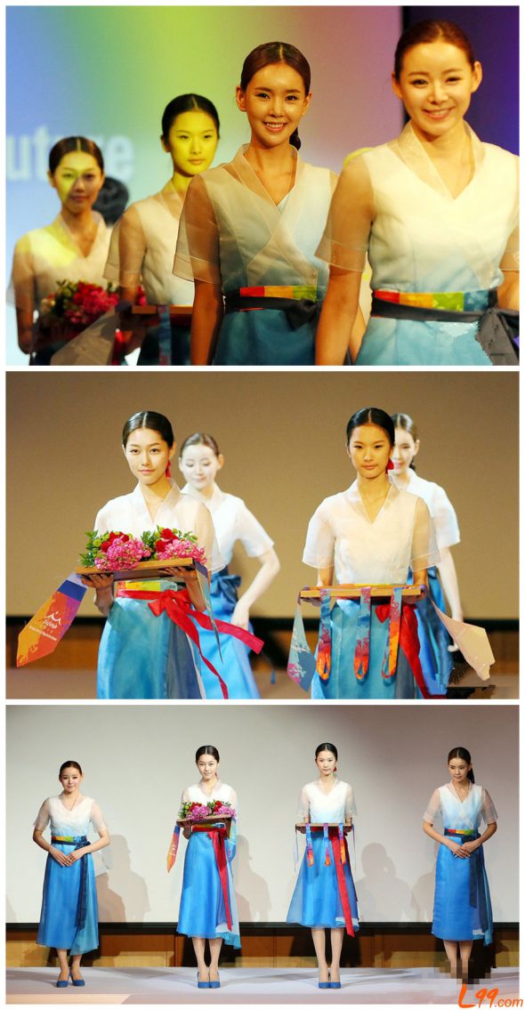 2014仁川亚运会制服展出 蓝白搭配最炫韩国风