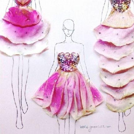 花瓣做的礼服裙 超美超赞的花瓣礼服设计图