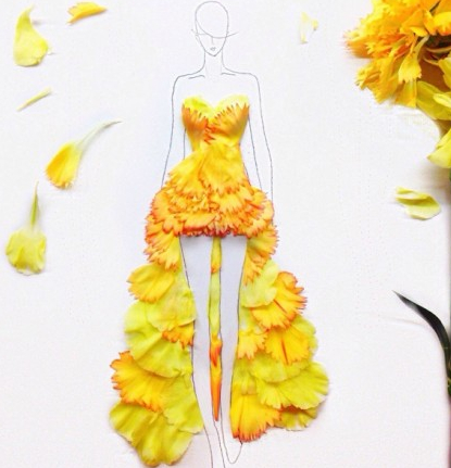 花瓣做的礼服裙 超美超赞的花瓣礼服设计图