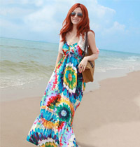 唯美波西米亚风格长裙图片 让度假风来刮起来